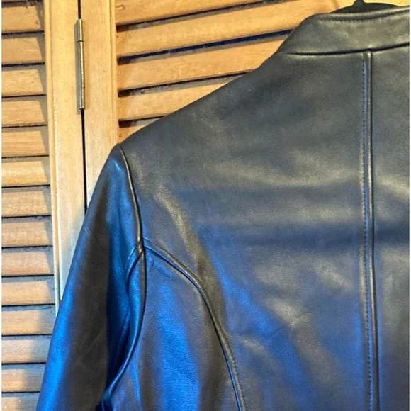 Max USA Chocolate Brown Buttery Soft Genuine Leather Blade Collar Jacket